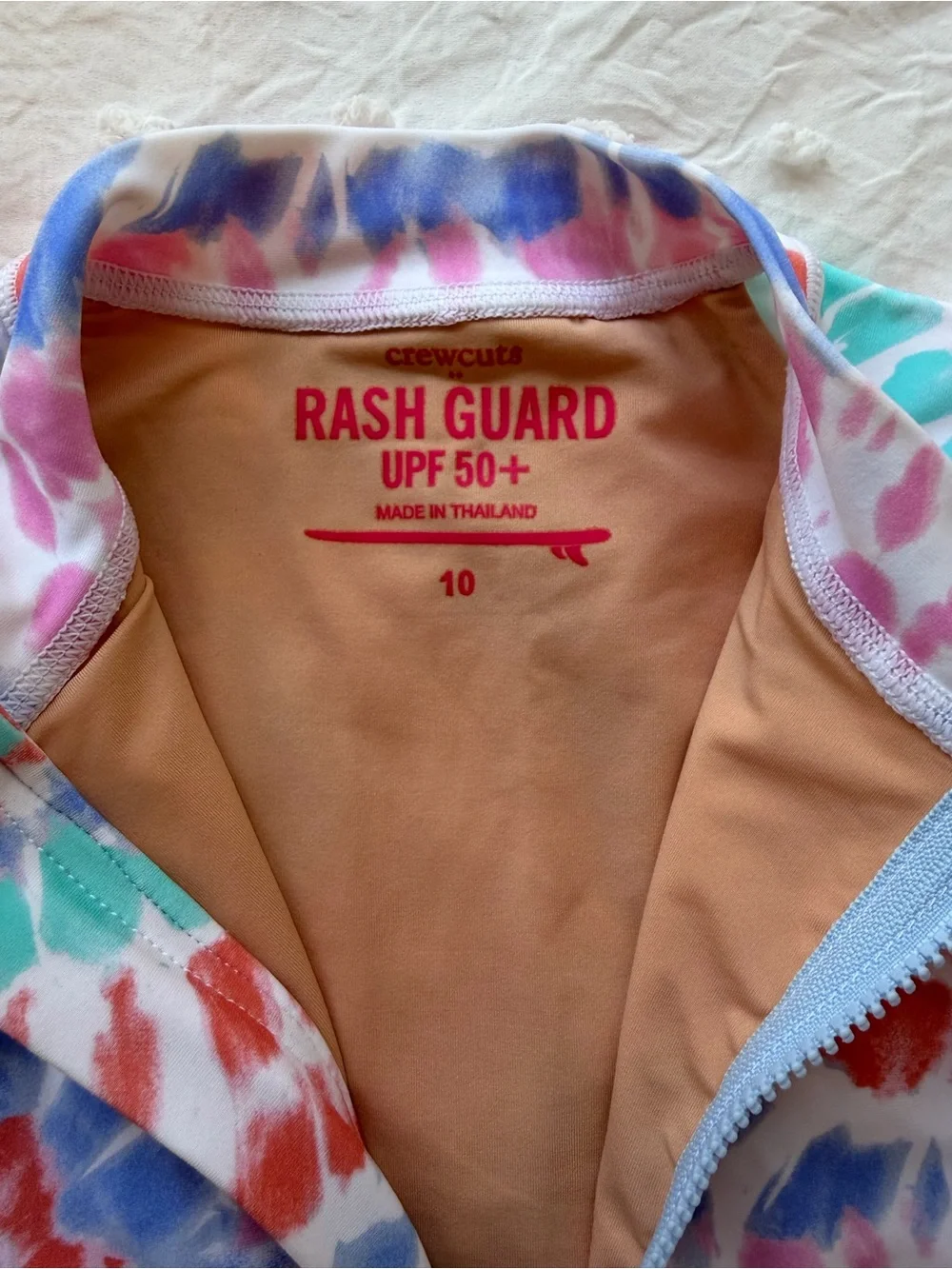 Crewcuts Girls Tie-Dye Long-Sleeve Swim Rashguard in Pink, Purple, Teal, Orange